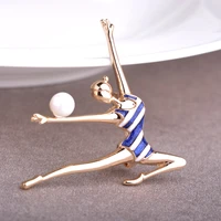 madrry redwhite stripe enamel figure brooches simulated pearl women corsage pins accessories suit scarf dress shoulder jewelry