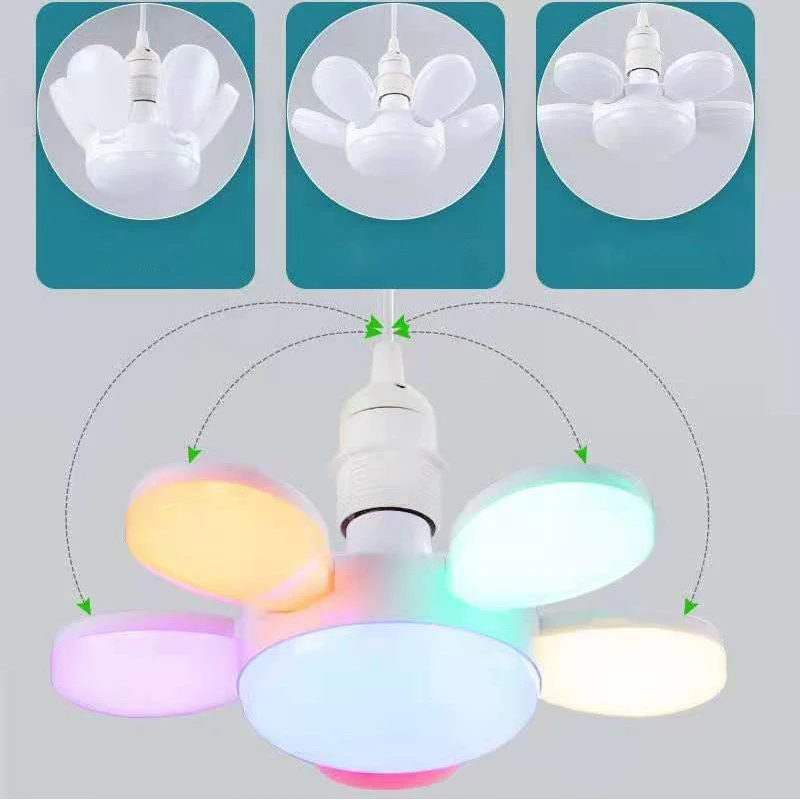 

E27 LED Bulb e27 Colorful led Fan Blade Timing Lamp AC85-265V 50W Foldable Led Light Bulb Lampada For Home Ceiling Light