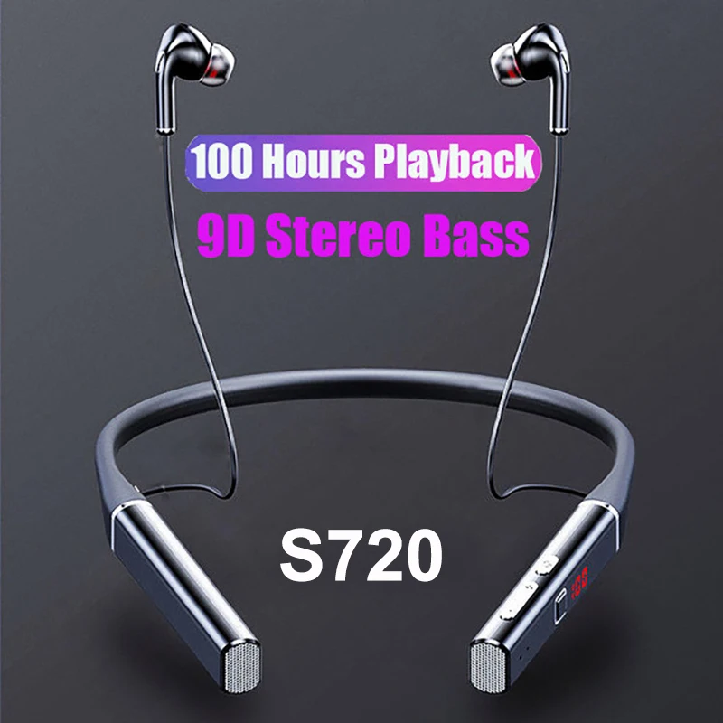 

100 hours Waterproof Sports Earphones Noise Cancelling Mic Wireless Earphones Bluetooth Magnetic Neckband Earphones