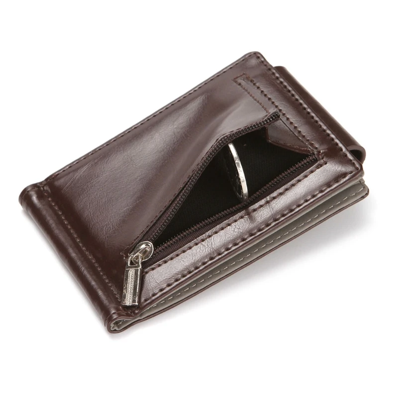 

Slim Bifold Wallet Money Clip Mufti-functional Business PU Leather Cash ID Credit Card Holder Zipper Coin Purse for Women Men