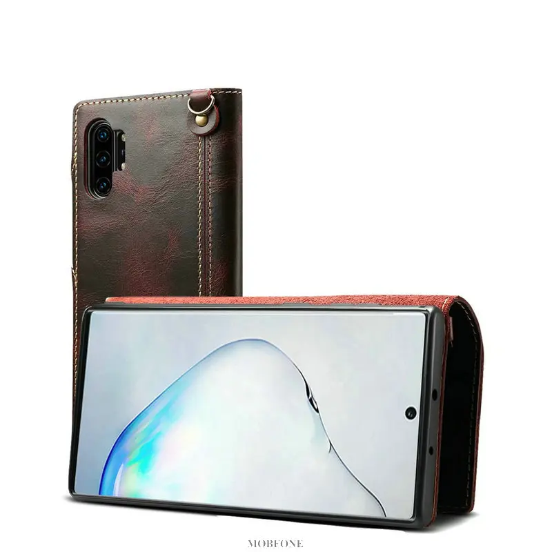 Чехол из натуральной коровьей кожи для samsung Note 10 Plus SM-N975, чехол-бумажник с откидной подставкой для Galaxy Note 10, SM-N970, чехлы