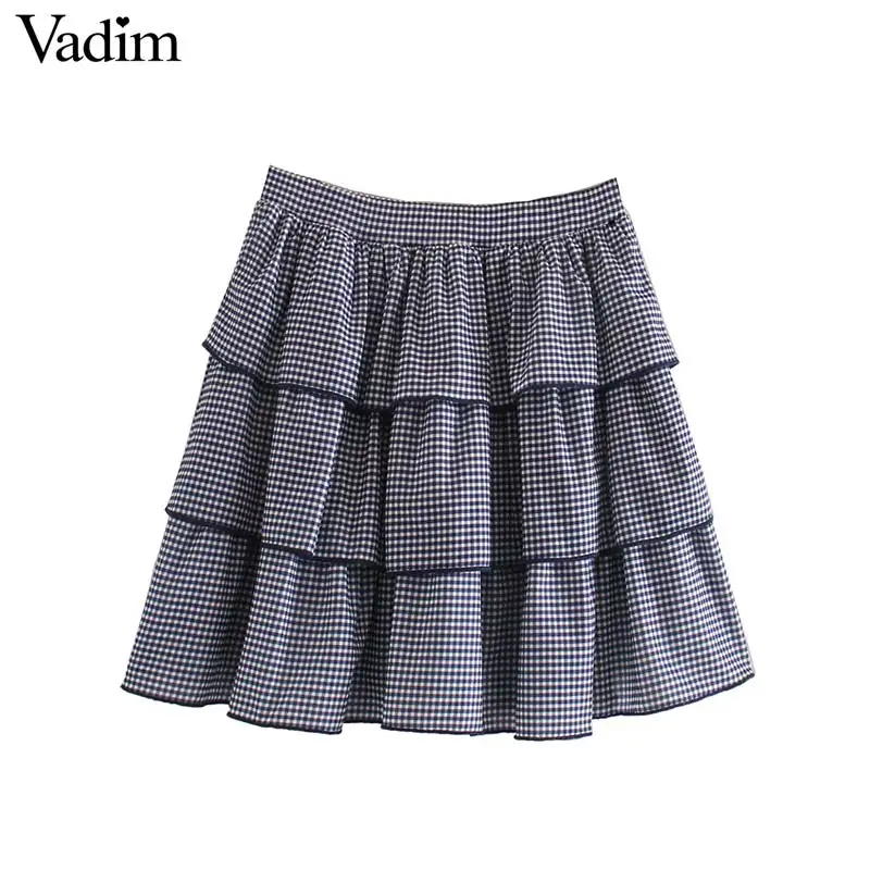 Vadim милый женский плиссированная мини-юбка в клетку многослойная эластичная