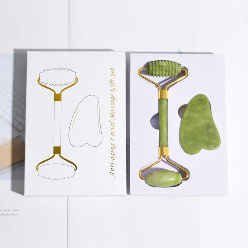 

Ролик для массажа лица Guasha, двусторонний Нефритовый камень, релаксация, похудение, красота, шея, тонкий подтягивающий