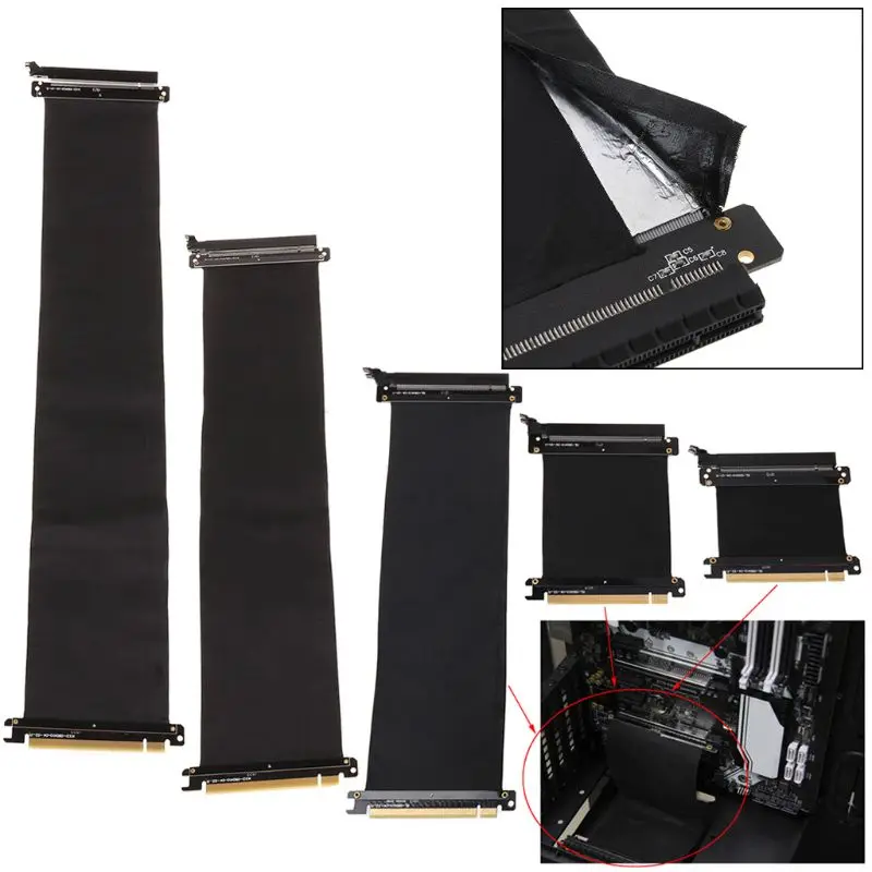 

High Speed PC Graphics Cards PCI Express 3.0 16x Flexible Connector Cable Riser Card Extension Port Adapter for GPU with antijam