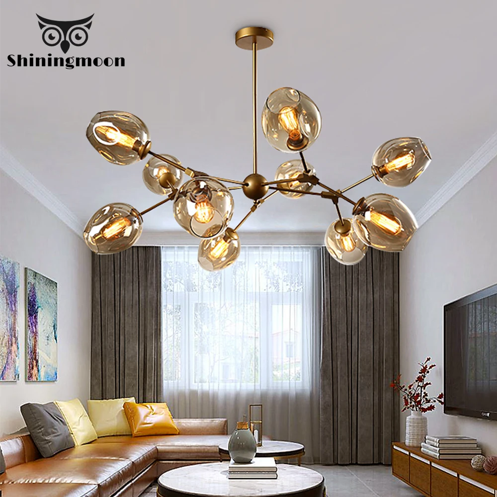 Люстра из прозрачного стекла в скандинавском стиле Современный домашний декор