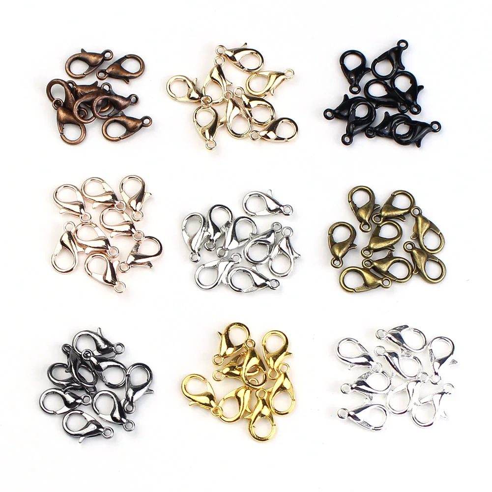 

200 шт./лот Позолоченные/посеребренные застежки-карабины из цинкового сплава для DIY ожерелья, браслета, ювелирных изделий, фурнитура, аксессуары