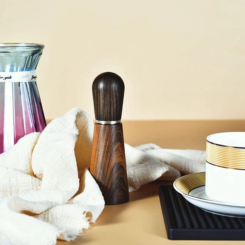 Agitador de caf&eacute; Espresso, herramienta agitadora de caf&eacute; para distribuci&oacute;n de Espresso, mango de madera Natural y soporte-4