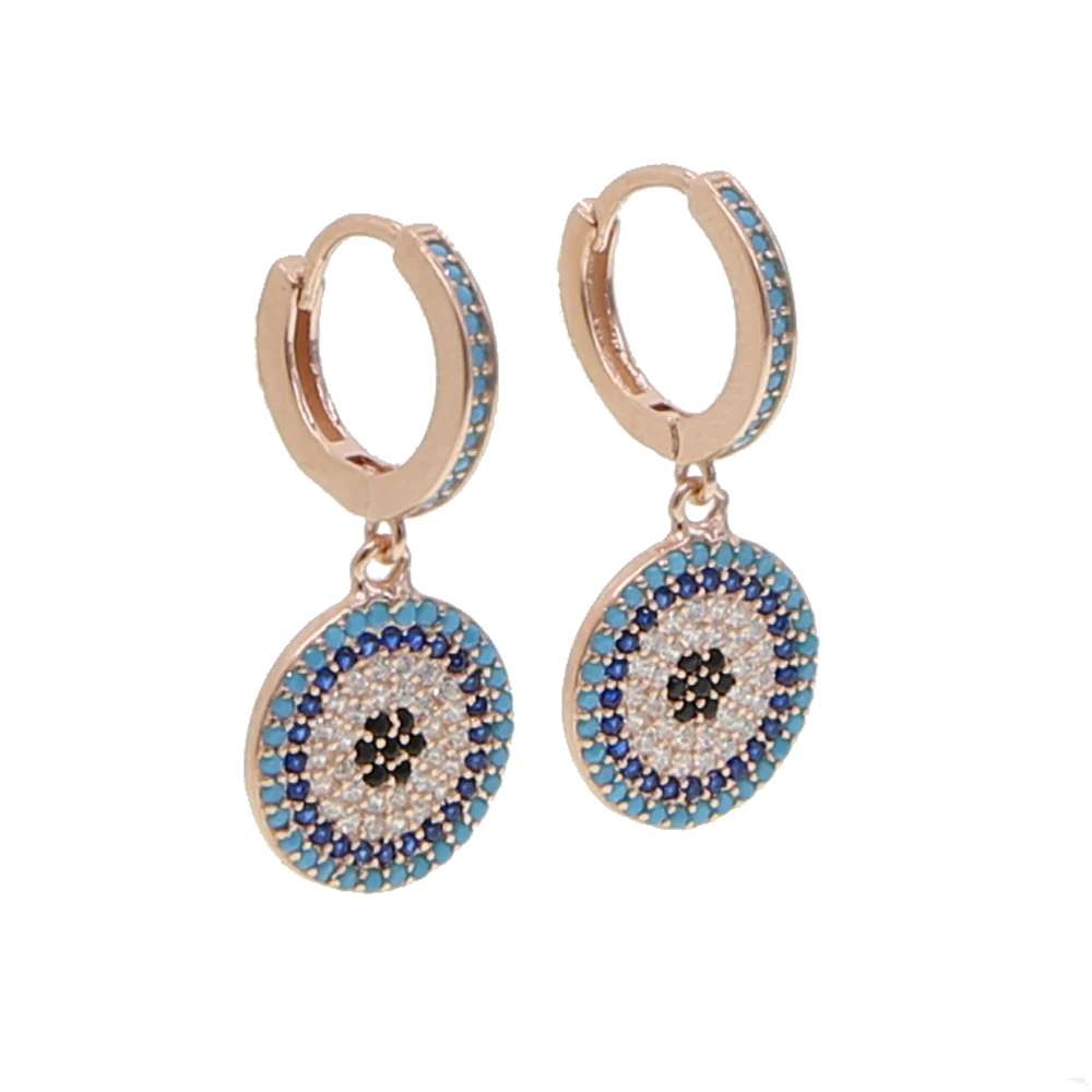 Лучшие продажи чистое серебро 925 пробы голубой CZ счастливый индюк сглаза круглая