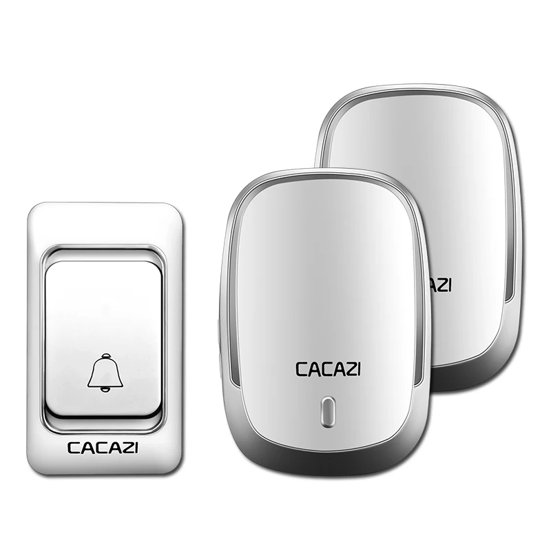 1 button 2 receiver Умный беспроводной водонепроницаемый дверной звонок CACAZI с кнопкой на 1 батарее и 2 приемниками, вилка стандарта США, ЕС, Великобритании, беспроводной дверной Звонок - Цвет: 1 button 2 receiver