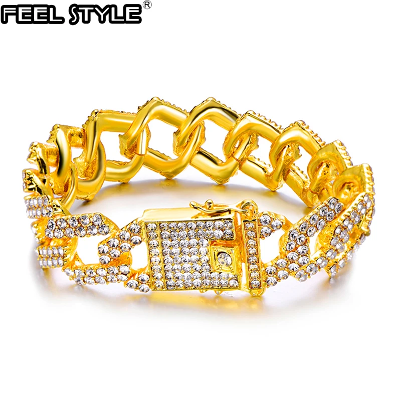 19 мм Bling Heavy Iced Out кубинская звеньевая цепочка с полным AAA кристаллом Pave мужской