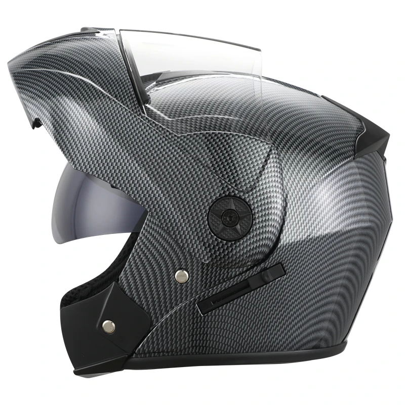 

Мотоциклетные шлемы с двойным козырьком, модульный карбоновый шлем с откидной крышкой для мотокросса и гонок, мотоциклетный шлем для безоп...