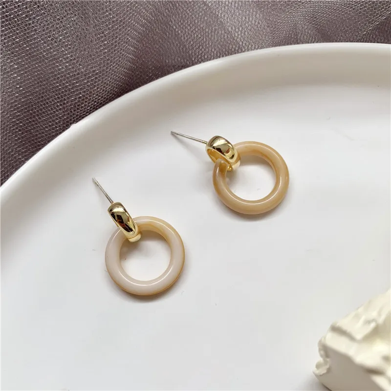 Модные маленькие серьги в стиле ретро молочного абрикоса корейские