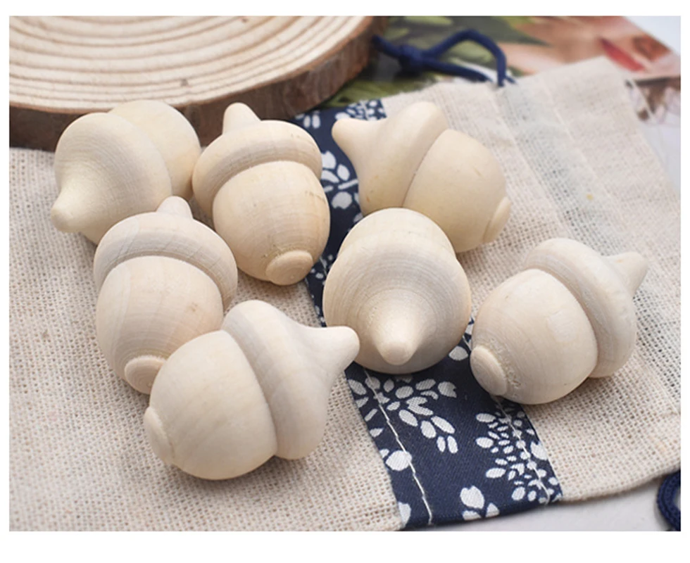 Деревянный Желудь поделки сделай сам из необработанного дерева ручная роспись