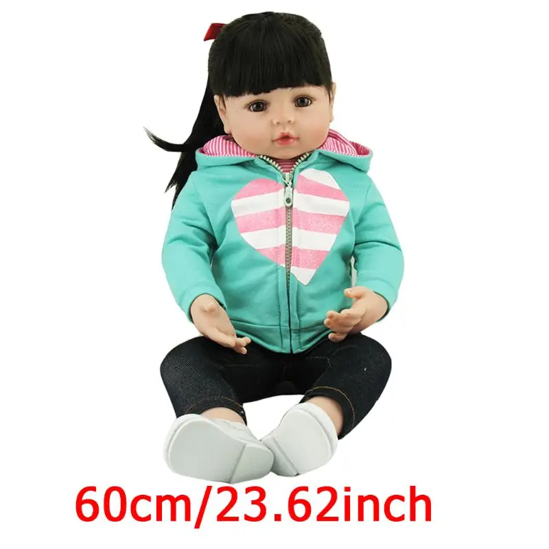 

24in Realistic Reborn Doll Soft Silicone Vinyl Newborn Babies Girl Lifelike Handmade Toy For Children Christmas Birthday Gift