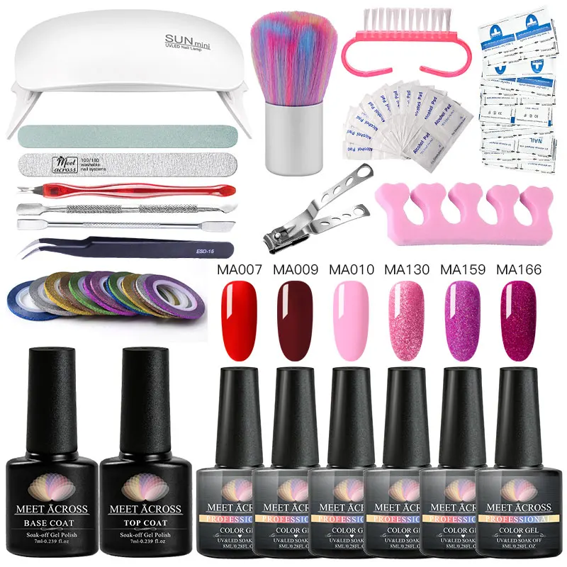 Набор для ногтей 6 Вт Светодиодный УФ лампа Сушилка с красочным гель лаком набор