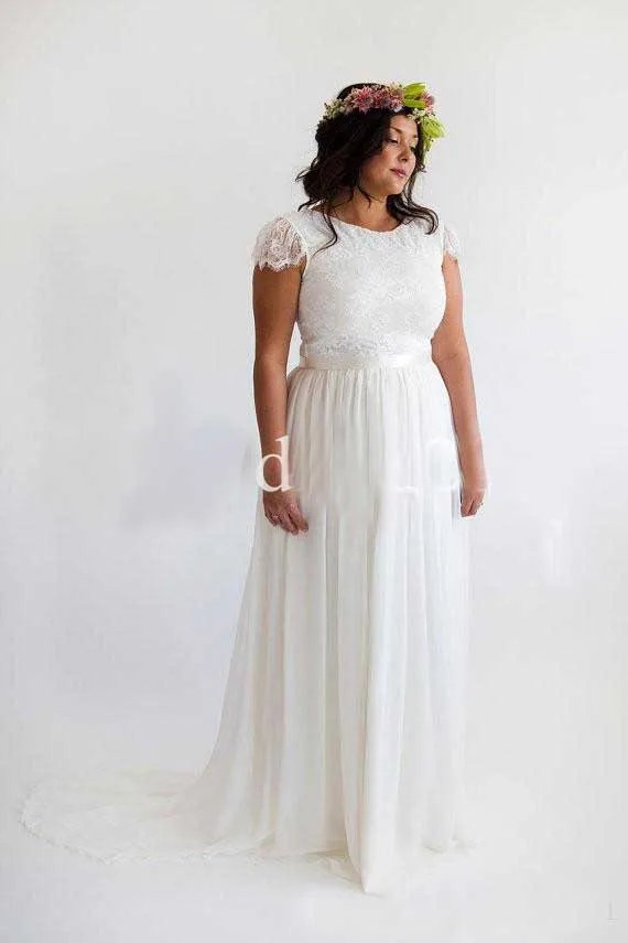 2018 Кружева и шифон Плюс vestidos novia Бохо корт поезд пляж а силуэта длинный халат de mariee