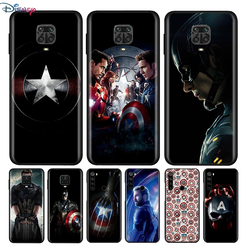 

Black Silicone Cover Captain America Marvel For Xiaomi Redmi Note 10 10S 9 9S Pro Max 9T 8T 8 7 6 5 Pro 5A Phone Case