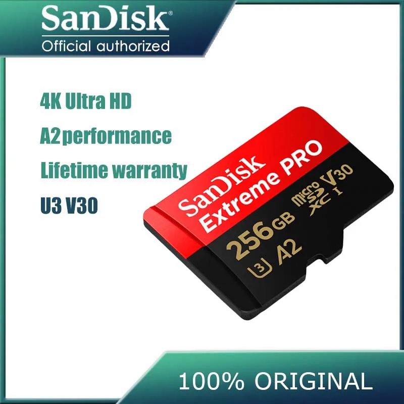 Карта флэш-памяти SanDisk 64 Гб micro sd 256 ГБ 128 ГБ U3 V30 A2 32 Гб A1 SDHC/SDXC UHS-I 4K TF карта для камеры Drone Extreme PRO