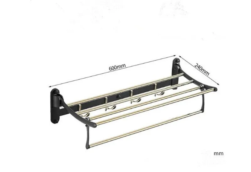 Bathroom Towel Rack Brass 60 cm Folding Gold Holder Foldable Black Fixed Bath Shelves Rail | Обустройство дома