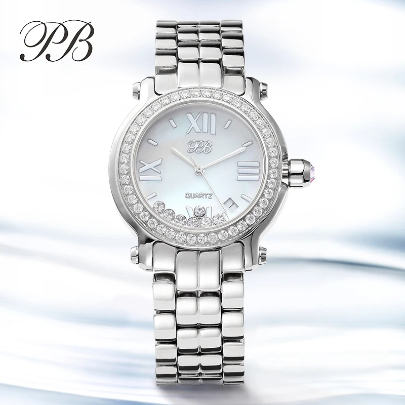 Watch for Women Rolling Crystal Stainless Steel Band Purple Crown Dress Fashion Ladies Watch Watches for Women Luxury Brand