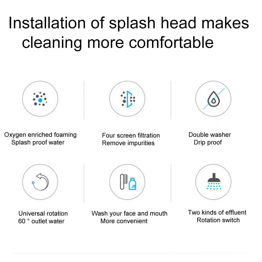 

Easy Install Water Saving Splash Proof Angle Adjustable Faucet Aerator 360 Degree Rotation Universal Bubbler Sprayer Kitchen