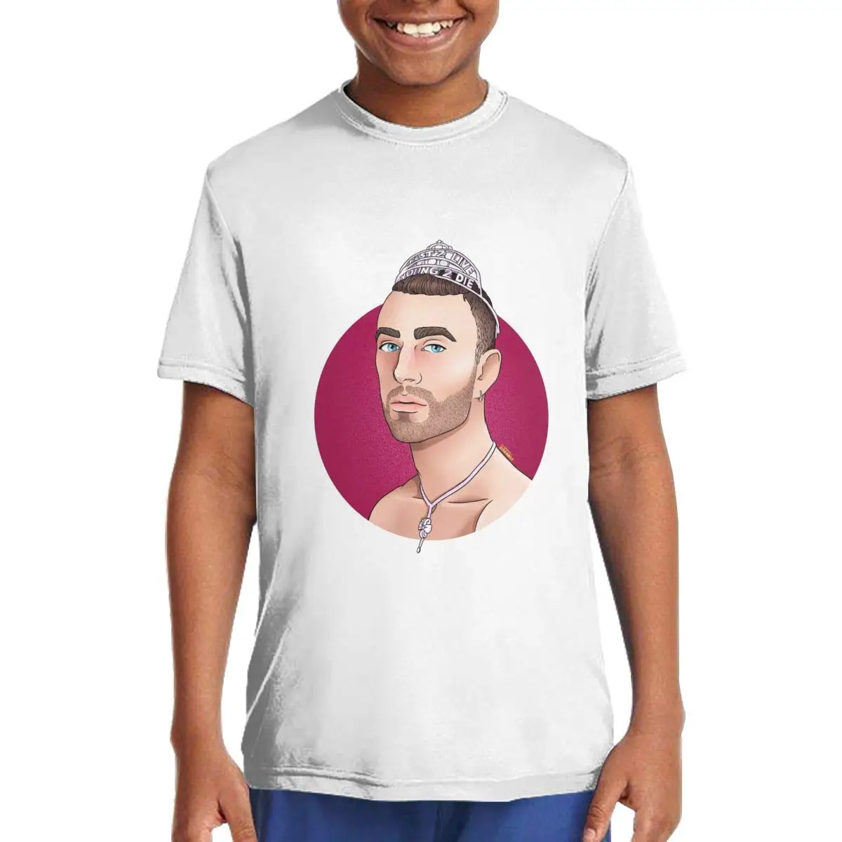 

Sam Smith Cotton Short Sleeve Teenage's Tee Shirts White Funny O-Neck T shirt