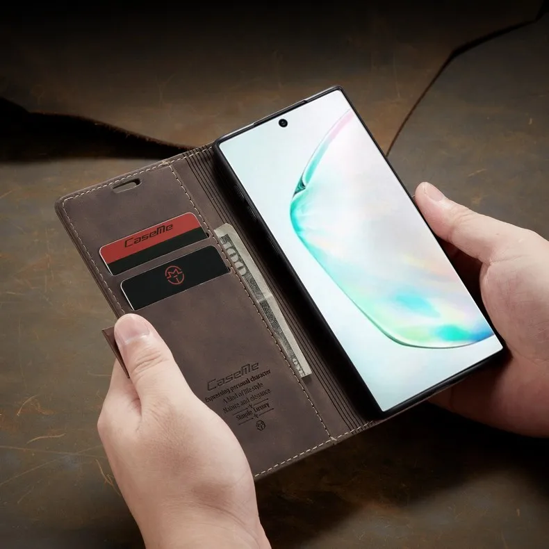 Магнитный кожаный чехол в стиле ретро для samsung Galaxy Note10 Plus, чехол-книжка для samsung S10, 5G, S9, S8 Plus, чехол-кошелек, держатель для карт