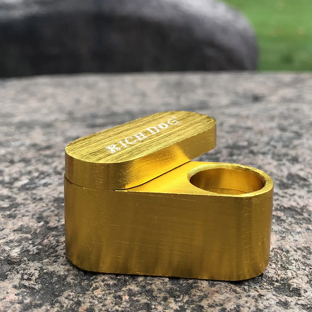 Поворотная металлическая курительная трубка Rich Dog двухслойная портативная для