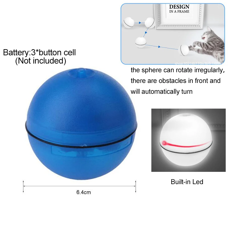 blue HIPET электрическая игрушка для кошек, Интерактивная USB Автоматическая вращающаяся игрушка для собак, шар для домашних животных, умный светодиодный лазерный красный светильник, забавные игрушки для кошек - Цвет: blue