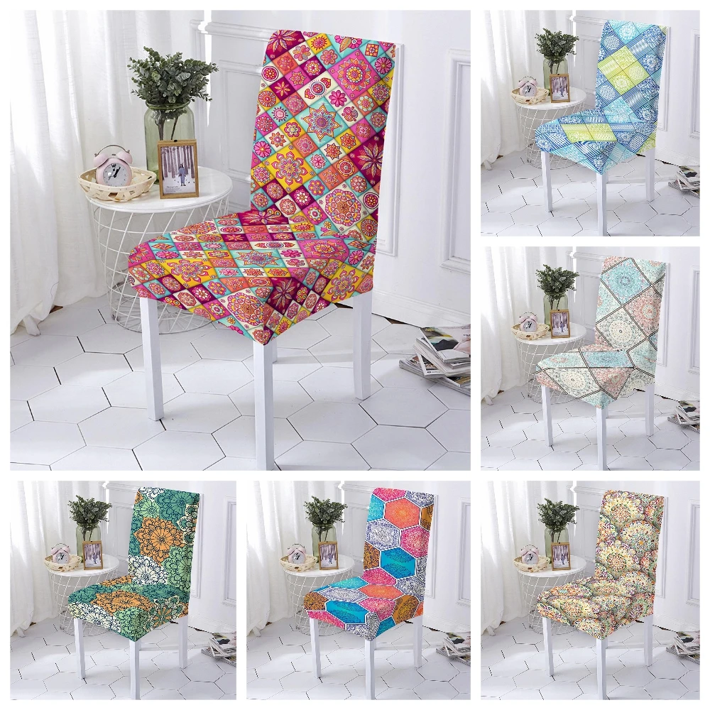 

Geometry Stretch Dining Chair Cover Spandex Elastic Chair Cover Seat Cover Office Slipcover Restaurant Wedding Banquet Hotel