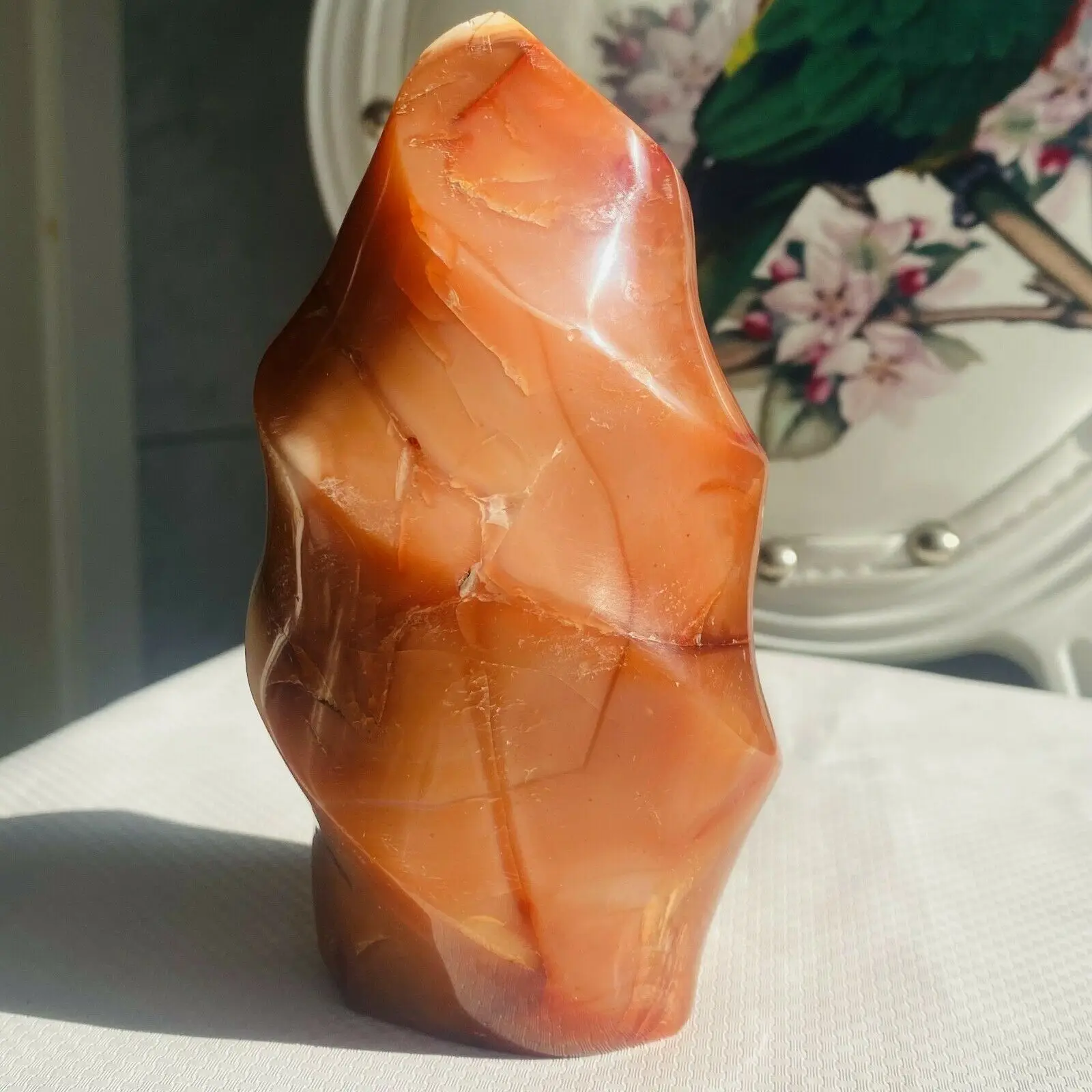 

Red Agate Crystal Flame Natural Carnelian Quartz Torch Gemstone Free Form Crystals Healing Reiki Home Decor