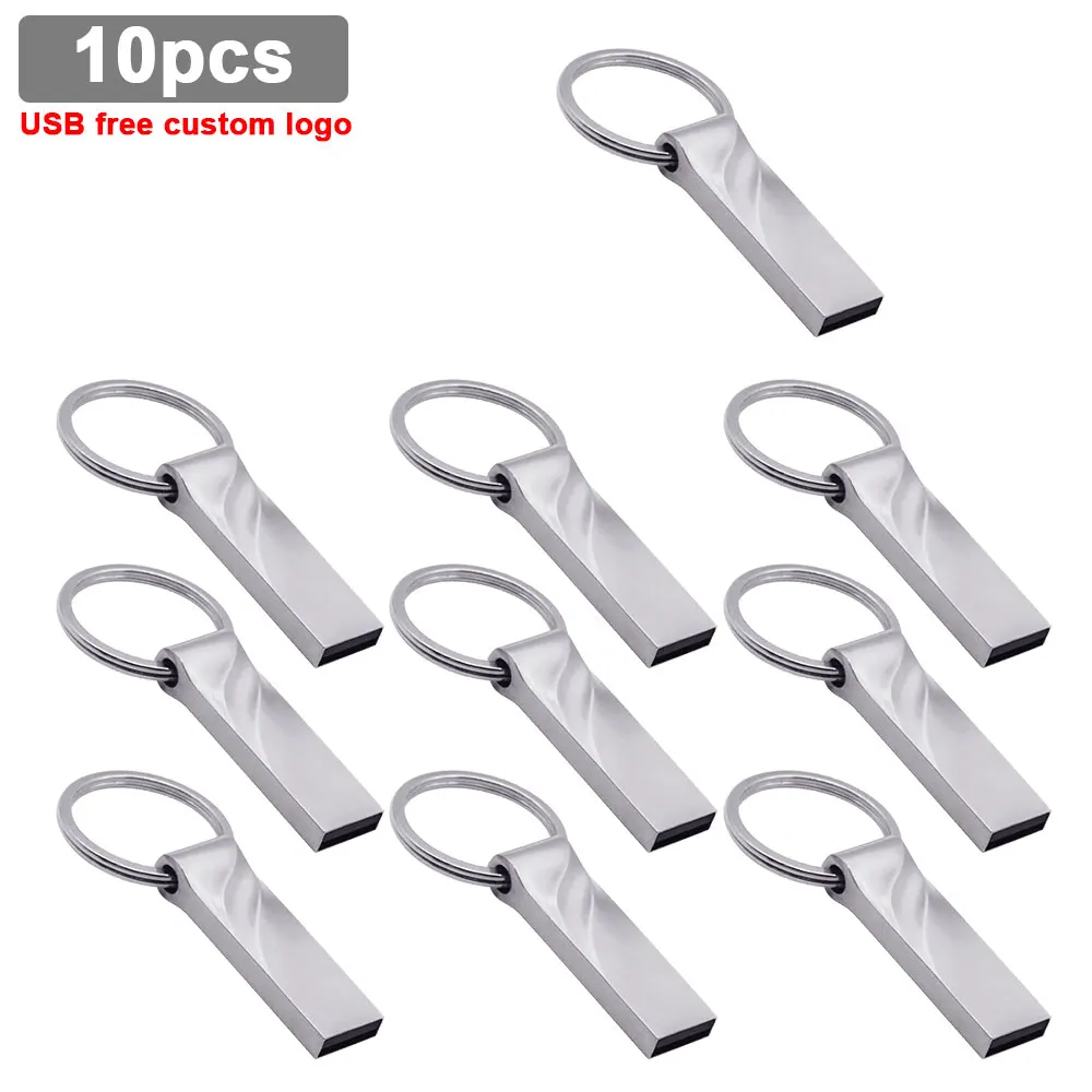 

10pcs/lot Free Logo Metal USB flash drive 64GB 32GB 16GB 8GB Metal Pen Drive Pendrive 128GB USB Flash Memory Cle Usb Stick Gift