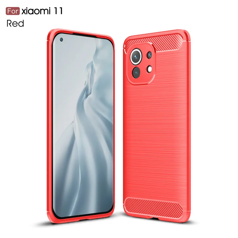 leather case for xiaomi Dành Cho Xiaomi Mi 11 Ốp Lưng Chống Sốc Sợi Carbon Dẻo Silicone Ốp Lưng Điện Thoại Xiaomi Mi11 Mi 11 Mềm Mại Ốp Lưng TPU xiaomi leather case case