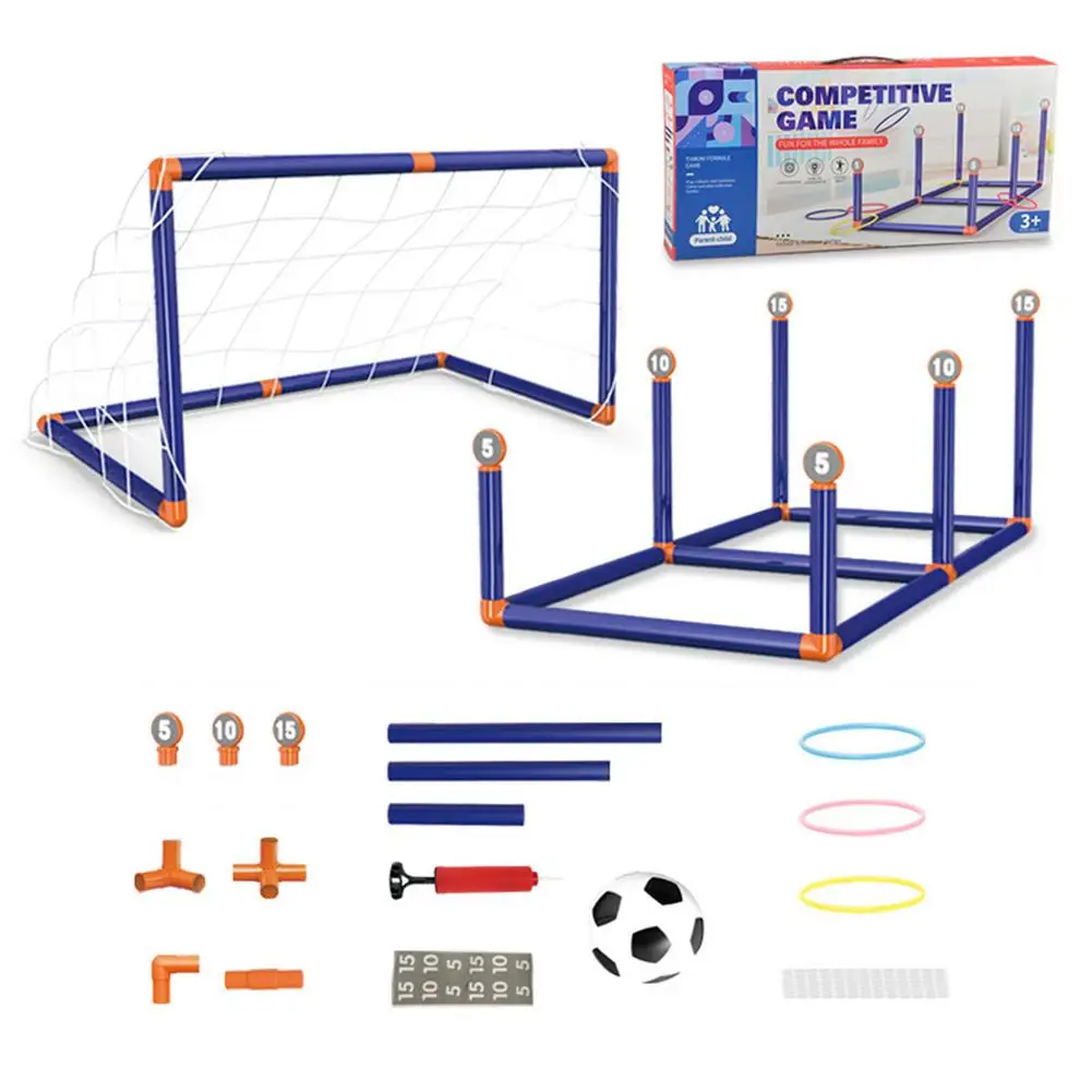 

Portable Soccer Goal Net Set 2 In 1 Foldable Hoop Toss Game And Football Playing Toy Set For Kids Teens Adults Traning Soccer