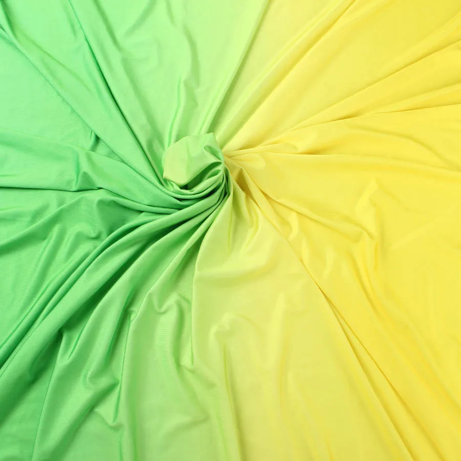 Yellow and Green 2 тона ombre спандекс ткань градиент эластичный материал для танцевальной одежды купальник латинский одежда лайкра стрейч ткани по двору - Цвет: Yellow and Green