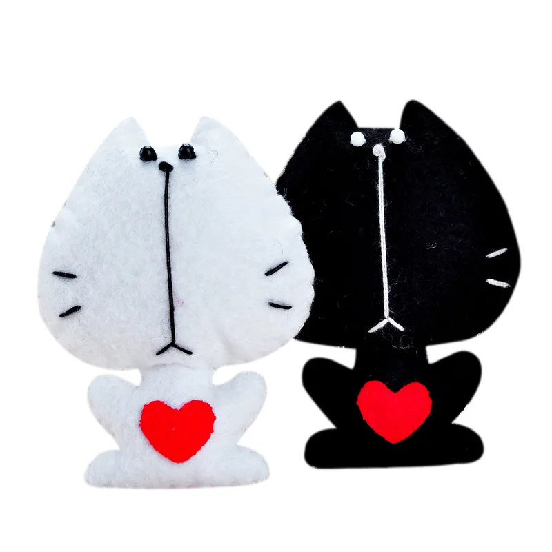 2 шт./компл. Белый Кот и Черный кот пара войлочный орнамент кулон 4x7 см Бесплатная