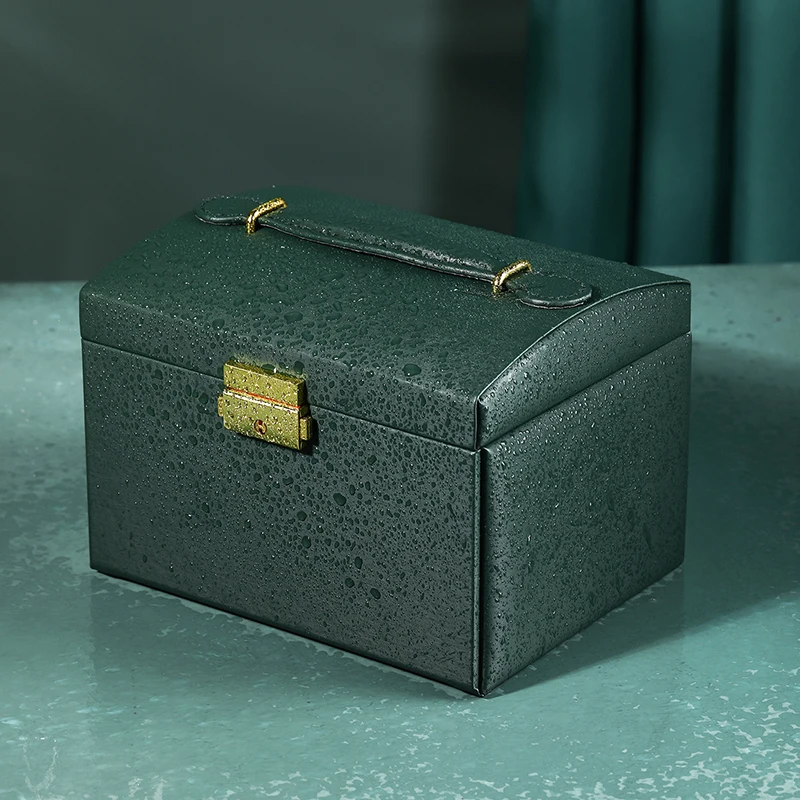 

3-Layer Dustproof Earrings Jewelry Storage Box Showcase Drawer Jewelry Large Capacity Organizer Portable Handle Design Gifts Box