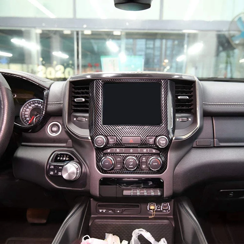 Car Carbon Fiber Central Control Navigation Screen Cover Trim for Dodge Ram 1500 2019 2020 Accessories | Автомобили и мотоциклы
