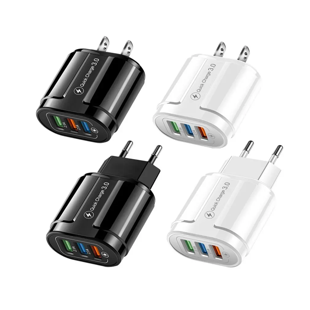 

3 USB 18W Fast Charging Mobile Phone Charging Head Universal Wall Mobile Phone Tablet Charger Flame Retardant