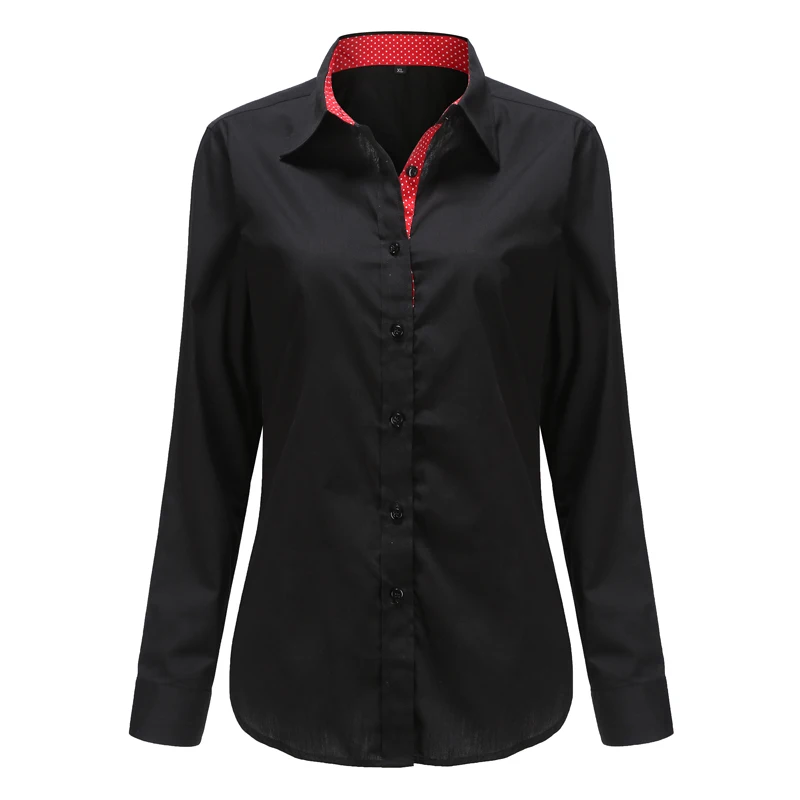 Женская блузка в горошек Dioufond хлопковая мелкий с длинным рукавом цветная рубашка