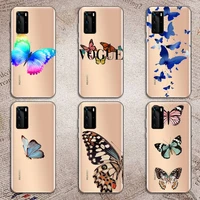 cute butterfly beautiful animal phone case transparent for huawei p 40 30 20 lite pro smart 2019 honor 8x 10i 10 cover