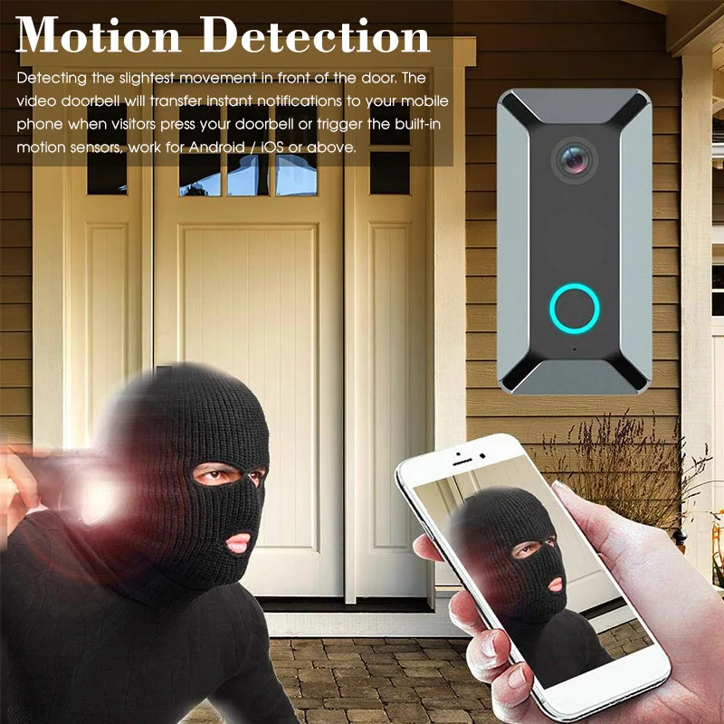 Wi-Fi видео-дверной звонок 1080P Беспроводной Смарт Секьюрити, Камера дверной звонок 2-way Talk пассивный инфракрасный детектор движения Ночное видение видео домофон