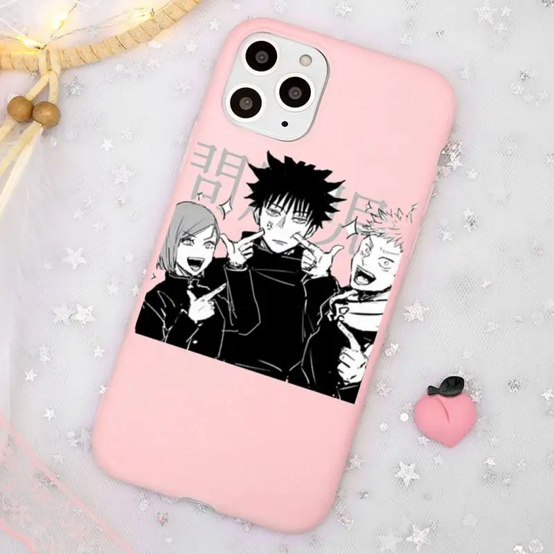 

Japanese Anime Jujutsu Kaisen luxury Phone Case coque Candy Color for iPhone 11 12 mini pro XS MAX 8 7 6 6S Plus X SE 2020 XR