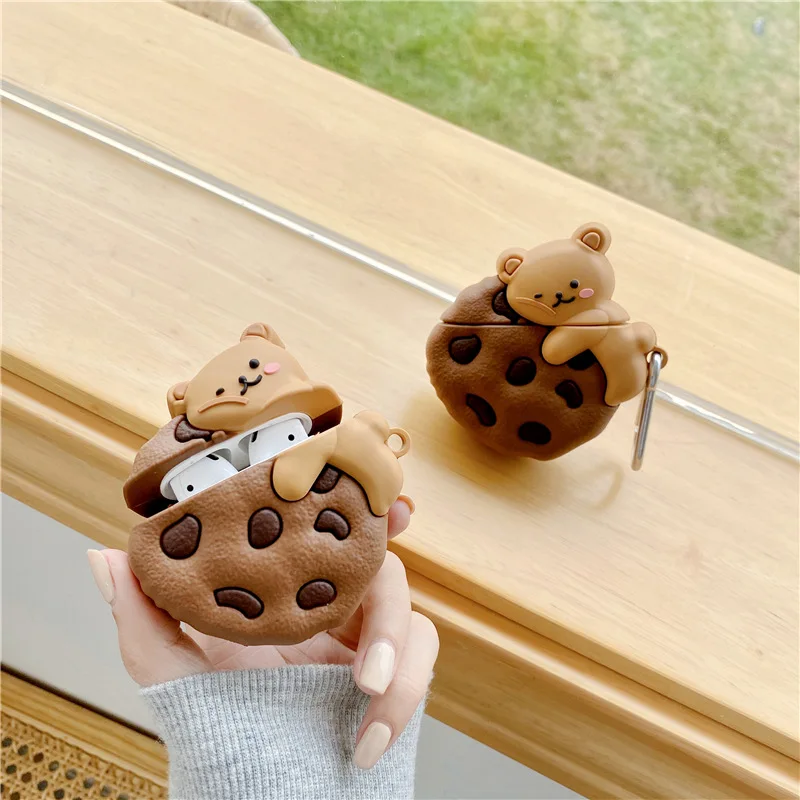 Teyomi 3D креативный милый шоколадный медведь печенье чехол для Airpods 1/2 силиконовый
