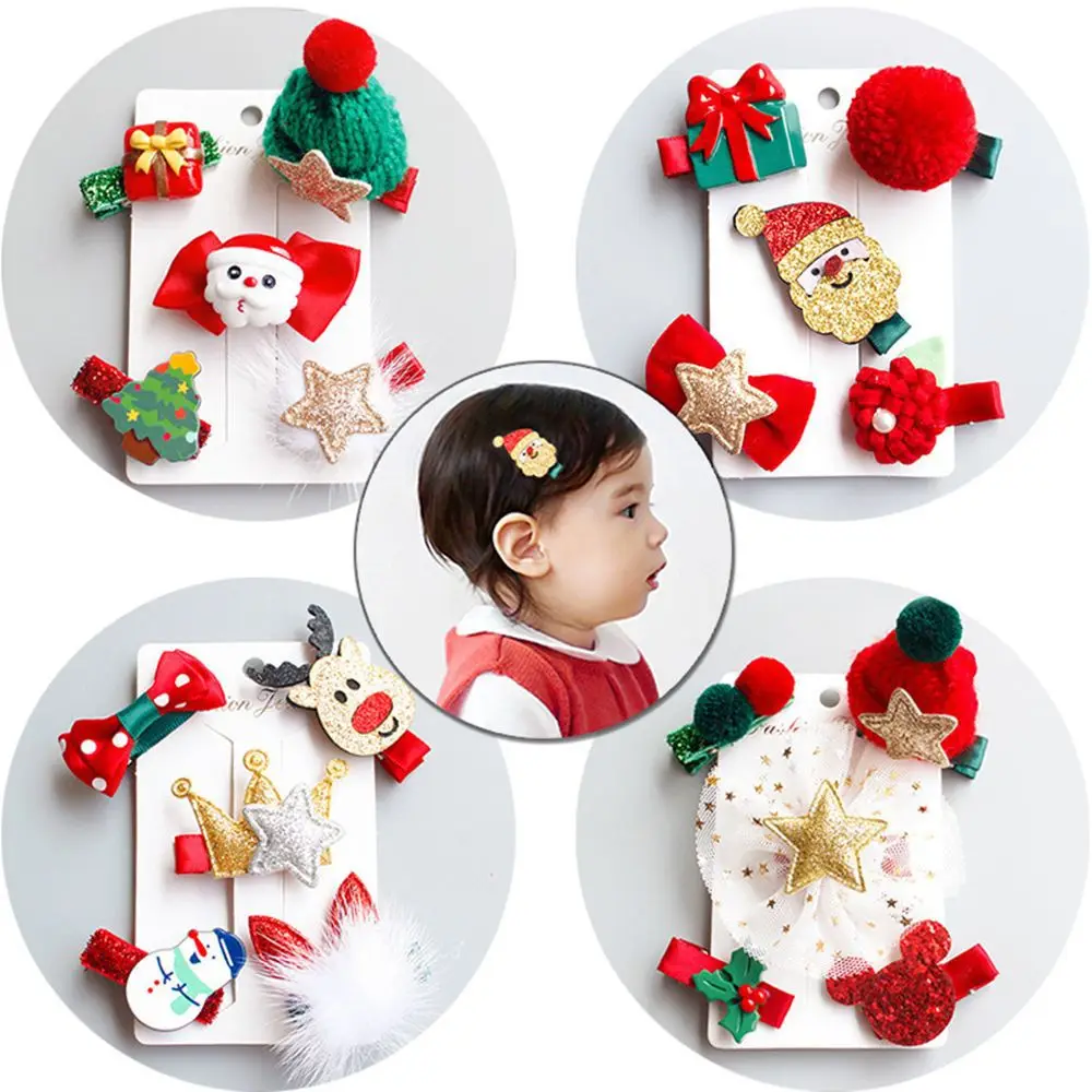 5 шт./компл. детские заколки для волос аксессуары на Рождество девочек в Виде