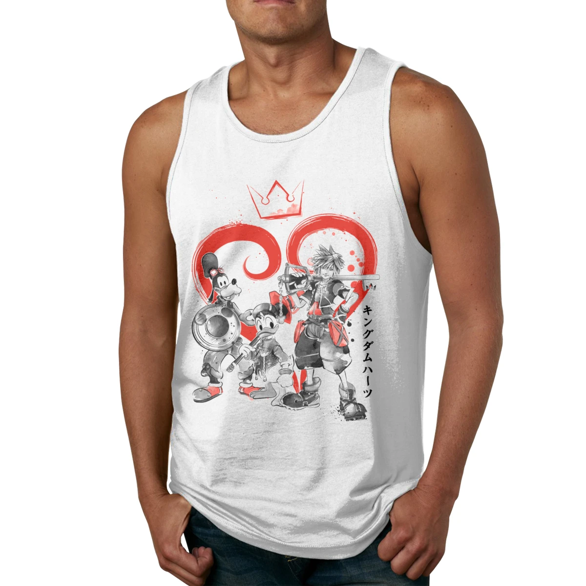 

Cartoon Kingdom Hearts Natural Cotton Tank Top Vintage Crewneck Summer Tops