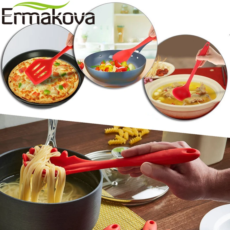 ERMAKOVA силиконовая паста вилка Тернер шпатель ковш кухонная Ложка Ручка из