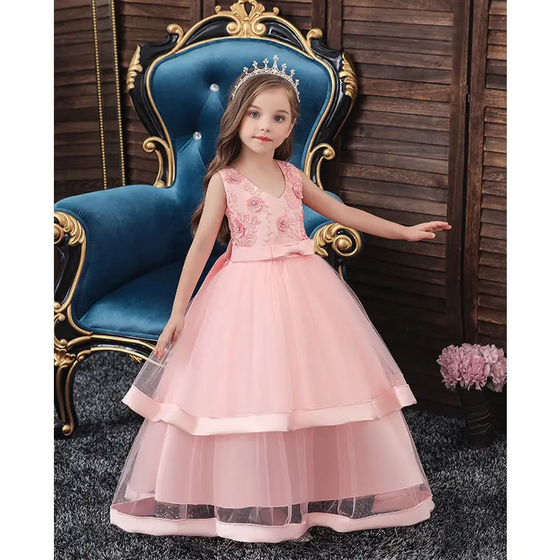 Платье для девочек на свадьбу с цветочным рисунком От 3 до 12 лет детское вечернее