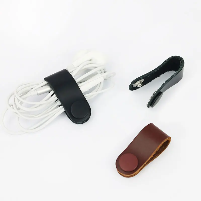 

2pcs Genuine Leather Bags Buckles DIY Accessories Brown Black Hoop Ring Connection Collect Data Lines Storage