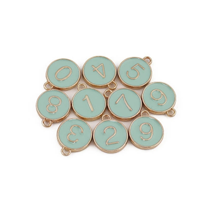 

10PCS Jewelry Making Letter Double-Sided Enamel Number First Charm DIY